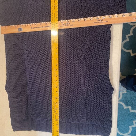 Athleta Highline Sweater Sz Large Tunic Blue V-Neck Knit Preppy Neutral Normcore - Picture 14 of 15